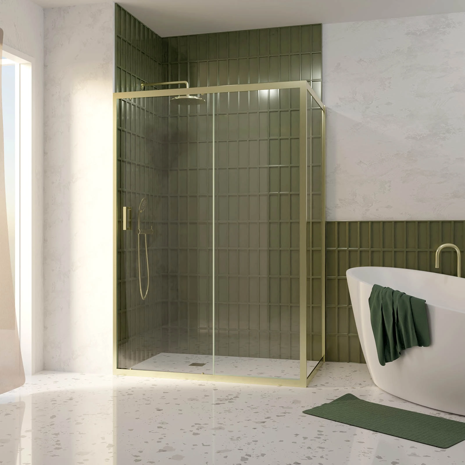 Pack Porte de Douche Coulissante 140x200cm et Retour 90cm - Profil