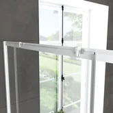 Pack porte de douche Coulissante blanc 100x185cm + retour 80 verre transparent 5mm - WHITY slide 100