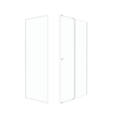 Pack porte de douche Coulissante blanc 120x185cm + retour 80 verre transparent 5mm - WHITY slide 120