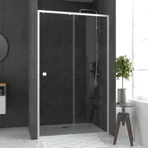 Pack porte de douche coulissante blanc 120x185cm + receveur 120x80 - WHITY SLIDE