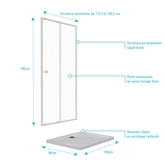 Pack porte de douche coulissante blanc 120x185cm + receveur 120x80 - WHITY SLIDE