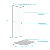 Pack porte de douche coulissante blanc 120x185cm + receveur 90x120 - WHITY SLIDE