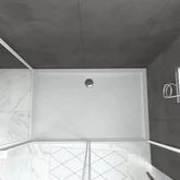 Pack porte de douche Coulissante blanc 140X185 cm  + paroi de retour 90cm + receveur à poser - WHITY