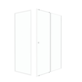 Pack porte de douche Coulissante blanc 140x185cm + retour 80 verre transparent 5mm - WHITY slide 