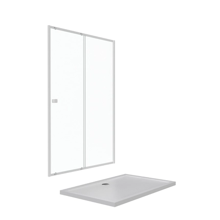 Pack porte de douche coulissante blanc 140x190cm + receveur 80x140 - WHITY SLIDE