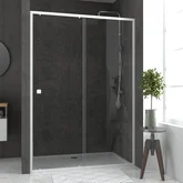 Pack porte de douche coulissante blanc 140x190cm + receveur 80x140 - WHITY SLIDE