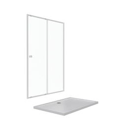 Pack porte de douche coulissante blanc 140x190cm + receveur 80x140 - WHITY SLIDE