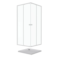 Pack porte de douche coulissante blanc de 78 à 90x185cm + receveur 80x80 - WHITY SLIDE