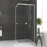 Pack porte de douche coulissante blanc de 78 à 90x185cm + receveur 80x80 - WHITY SLIDE