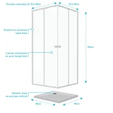 Pack porte de douche coulissante blanc de 78 à 90x185cm + receveur 80x80 - WHITY SLIDE