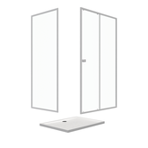 Pack porte de douche Coulissante blanc extensible 120X185 + paroi de retour 90cm + receveur - WHITY