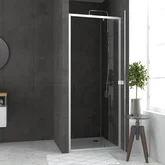 Pack porte de douche pivotant blanc de 78 à 90x185cm + receveur 90x90 - WHITY PIVOT