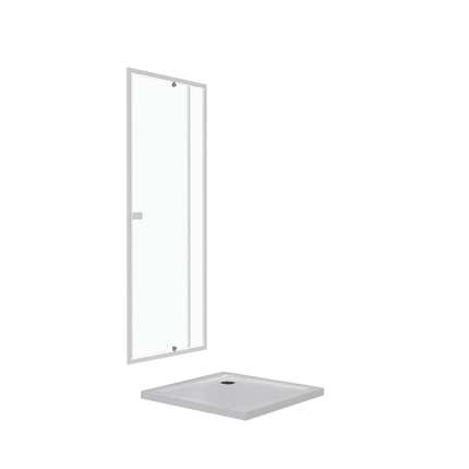 Pack porte de douche pivotant blanc de 78 à 90x185cm + receveur 90x90 - WHITY PIVOT