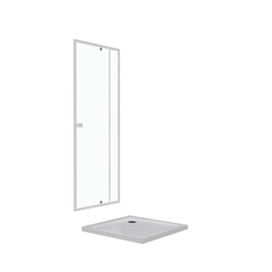 Pack porte de douche pivotante blanc de 78 à 90x185cm + receveur 80x80 - WHITY PIVOT
