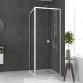 Pack porte de douche pivotante blanc de 78 à 90x185cm + retour 80 verre 5mm - WHITY PIVOT