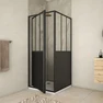 Pack Porte de Douche Pivotante et Retour 'Type Atelier' - Noir Mat - 90x90x200 cm