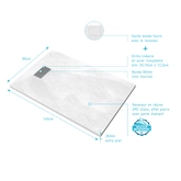 Pack Receveur Blanc Effet Pierre 140x90 cm et Grille décor Linéaire en Inox - PACK ROCK 2