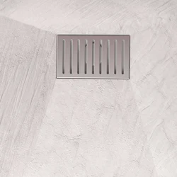 Pack Receveur Blanc Effet Pierre 140x90 cm et Grille décor Linéaire en Inox - PACK ROCK 2