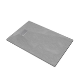 Pack Receveur Gris Effet Pierre 120x80 cm et Grille décor Linéaire en Inox - PACK ROCK 2