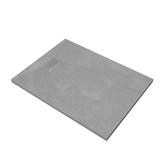 Pack Receveur Gris Effet Pierre 120x90 cm et Grille décor Linéaire en Inox - PACK ROCK 2