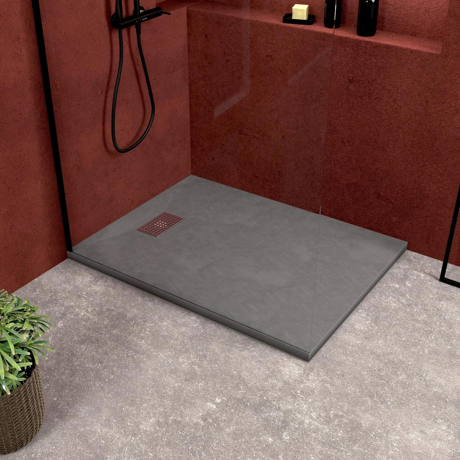 Pack Receveur Gris Effet Pierre 120x90 cm et Grille décor Perforée en Inox - PACK ROCK 2 Pack Receveur Gris Effet Pierre 120x90 cm et Grille décor Perforée en Inox - PACK ROCK 2