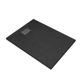 Pack Receveur Noir Effet Pierre 120x90 cm et Grille décor Linéaire en Inox - PACK ROCK 2