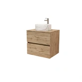 PACK TIMBER 60 SUSPENDU 2 TIROIRS + PLAN DE TRAVAIL 60 + VASQUE RONDE MARBRE DIAM. 36 cm