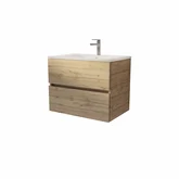 PACK TIMBER 70 - CAISSON 2 TIROIRS SUSPENDU + VASQUE CERAMIQUE BLANC BRILLANT 70