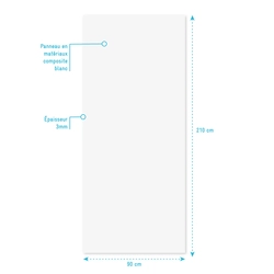 Panneau mural de douche BLANC en aluminium - 90 x 210 cm - WALL'IT BLANC 90
