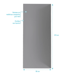 Panneau mural de douche GRIS en aluminium - 90 x 210 cm - WALL'IT GRIS 90