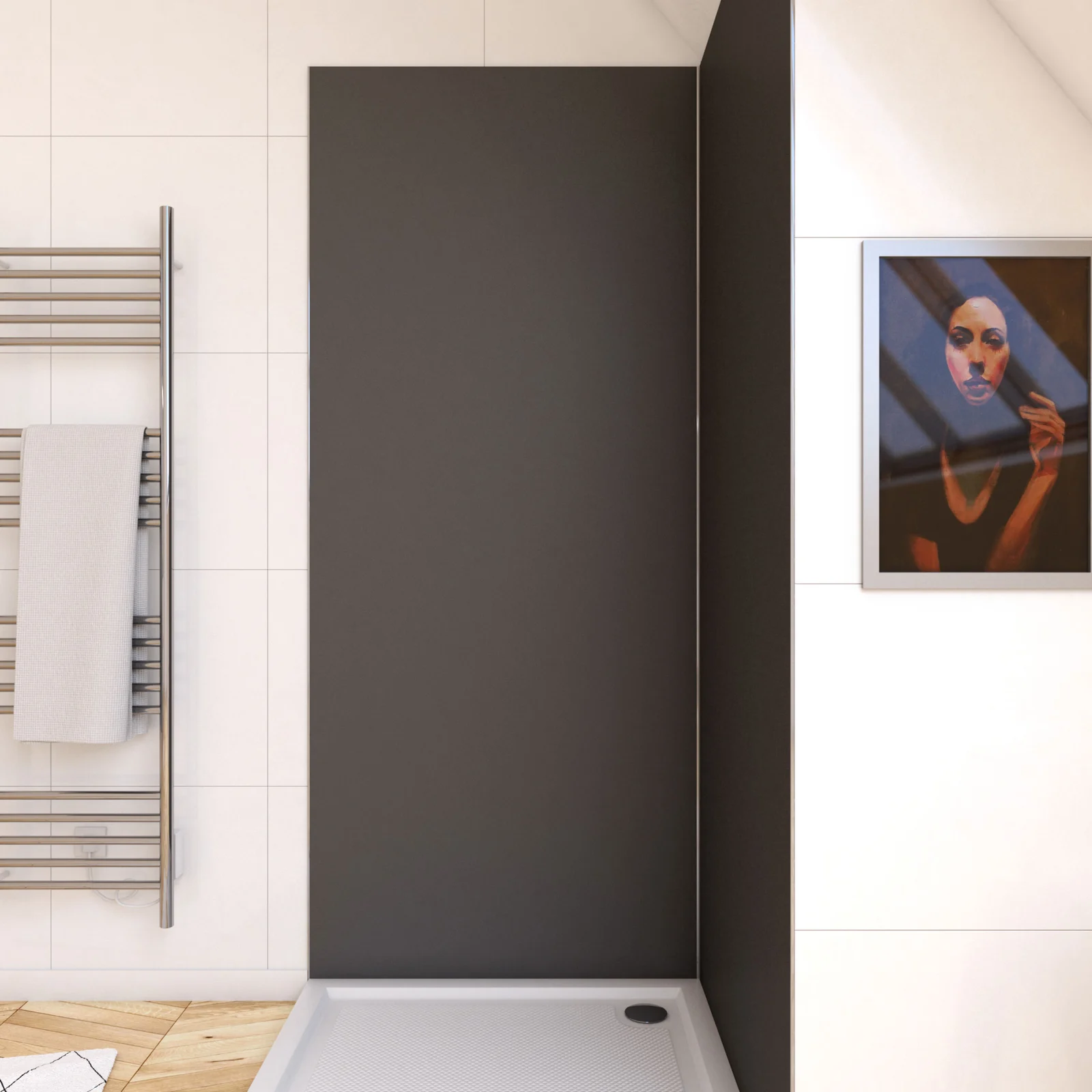 Panneau mural de douche GRIS en aluminium - 90 x 210 cm - WALL'IT GRIS 90 Panneau mural de douche GRIS en aluminium - 90 x 210 cm - WALL'IT GRIS 90