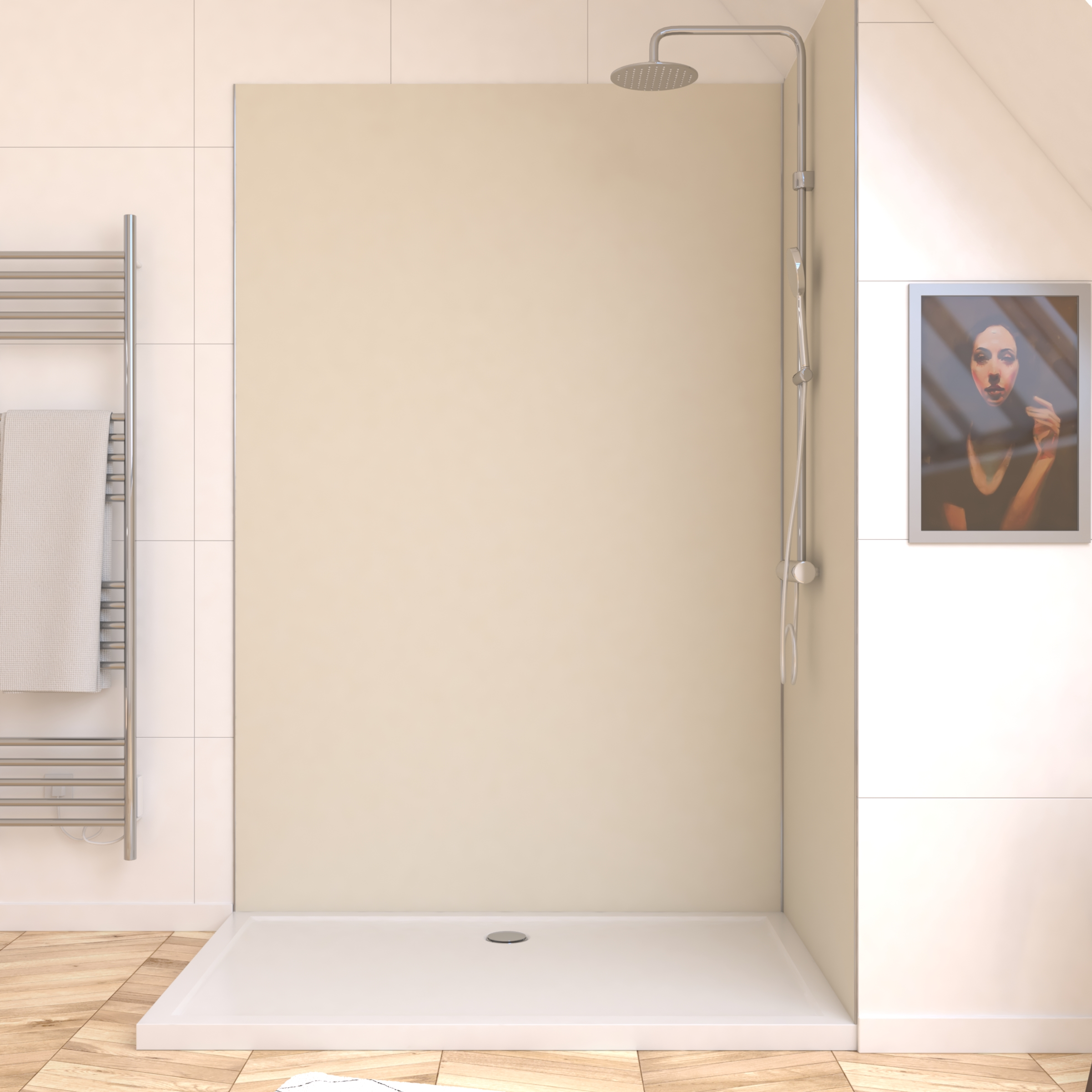 panneau mural douche ivoire