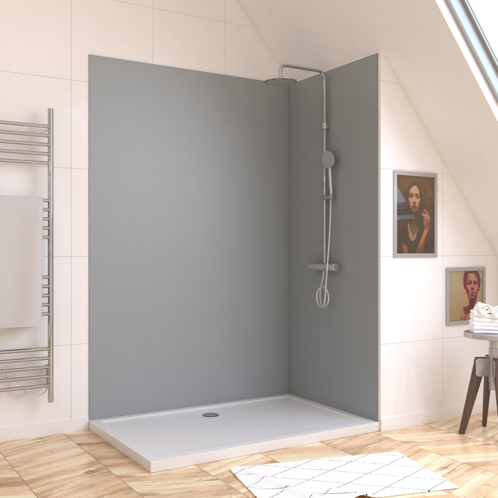 Panneau mural de douche SILVER en aluminium - 120 x 210 cm - WALL'IT SILVER 120 Panneau mural de douche SILVER en aluminium - 120 x 210 cm - WALL'IT SILVER 120