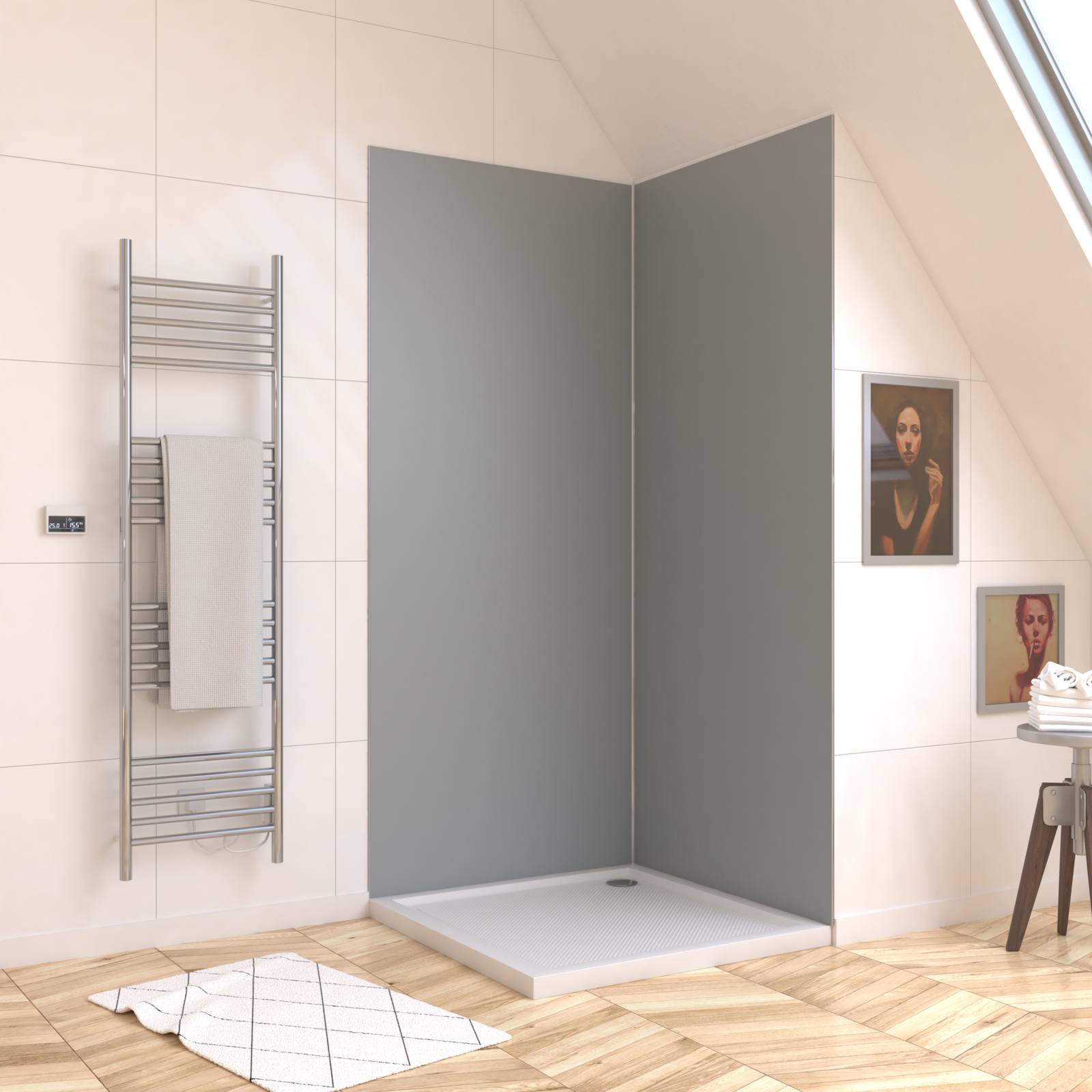 Panneau mural de douche SILVER en aluminium - 90 x 210 cm - WALL'IT SILVER 90 Panneau mural de douche SILVER en aluminium - 90 x 210 cm - WALL'IT SILVER 90