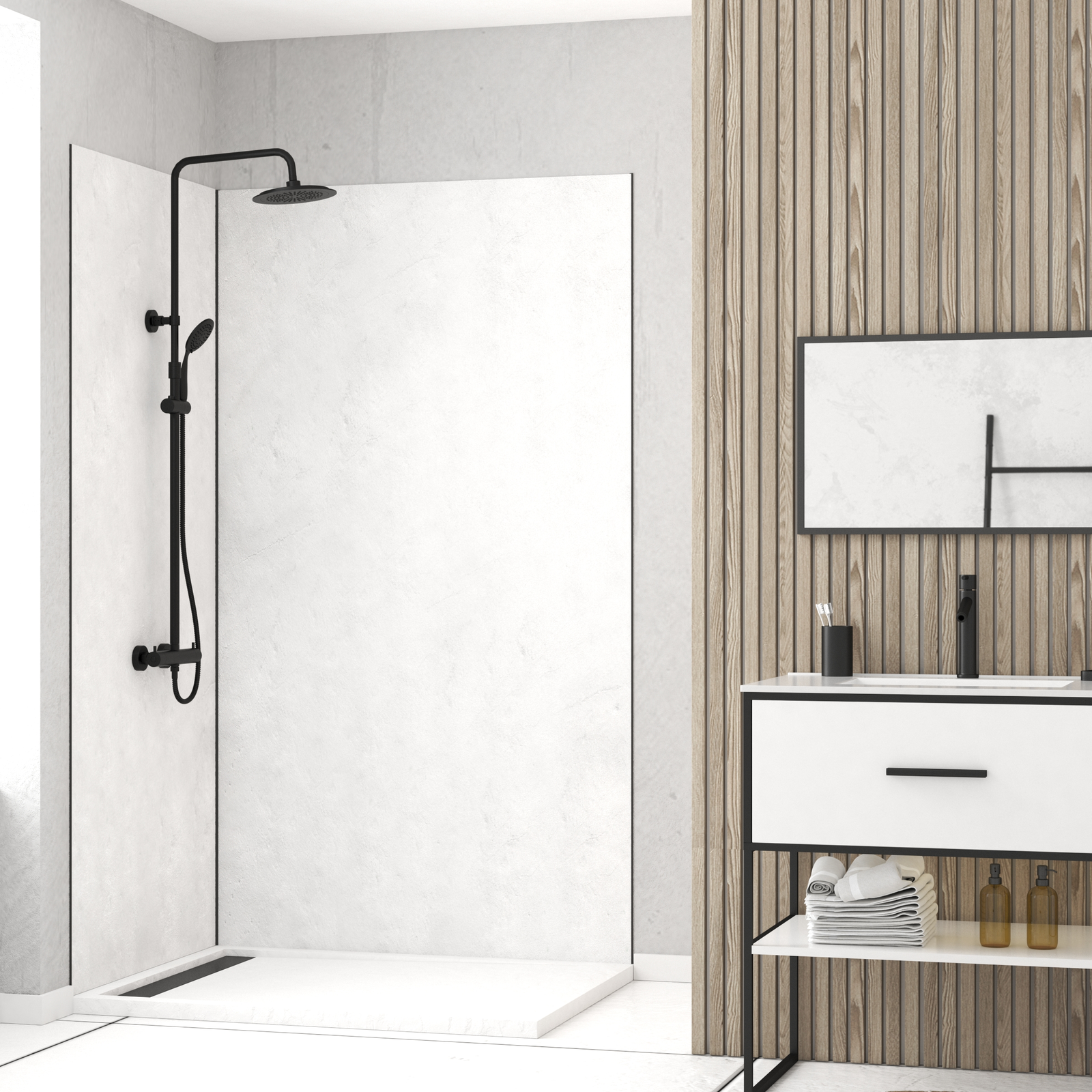 Panneau Mural pour salle de bains - Finition Pierre Naturel SNOW PEARL - 120x210 cm - STONE'IT Panneau Mural pour salle de bains - Finition Pierre Naturel SNOW PEARL - 120x210 cm - STONE'IT