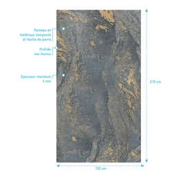 Panneau Mural pour salle de bains - Finition Pierre Naturel VENUS - 120x210 cm - STONE'IT
