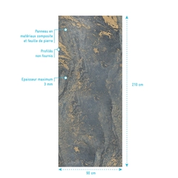 Panneau Mural pour salle de bains - Finition Pierre Naturel VENUS - 90x210 cm - STONE'IT