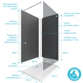 Panneaux Muraux Ardoise 90+120x210 - Receveur 120x90 - Paroi Fumée 120x200 + Bras Maintien