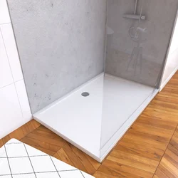 Panneaux Muraux Light Grey 90+120x210 - Receveur 120x90 - Paroi 8mm Transparente 120x200 + Bras