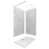 Panneaux Muraux Light Grey 90+120x210 - Receveur 120x90 - Paroi 6mm Transparente 120x200 + Bras