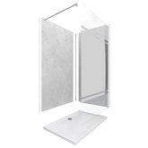 Panneaux Muraux Light Grey 90+120x210 - Receveur 120x90 - Paroi 8mm Miroir 120x200 + Bras