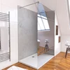 Panneaux Muraux Light Grey 90+120x210 - Receveur 120x90 - Paroi 8mm Miroir 120x200 + Bras