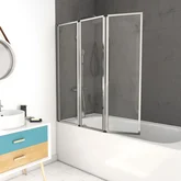 PARE BAIGNOIRE 3 VOLETS 143x125cm PROFILE ALUMINIUM CHROME ET VERRE TRANSPARENT - ZAGGY CHROME