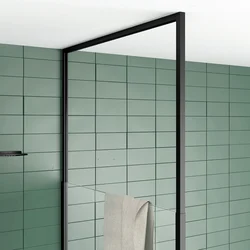 Pare baignoire 75x153cm extensible jusqu’à 202cm - aluminium noir mat - verre trempé 6mm - STRETCHY