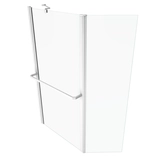 PARE BAIGNOIRE AVEC VOLET PIVOTANT 130x105cm PROFILE ALUMINIUM LAQUE BLANC ET VERRE TRANSPARENT