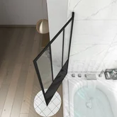 Pare baignoire pivotant 130x75 cm - type verriere - profile noir mat - verre trempe - GLASSY SCREEN