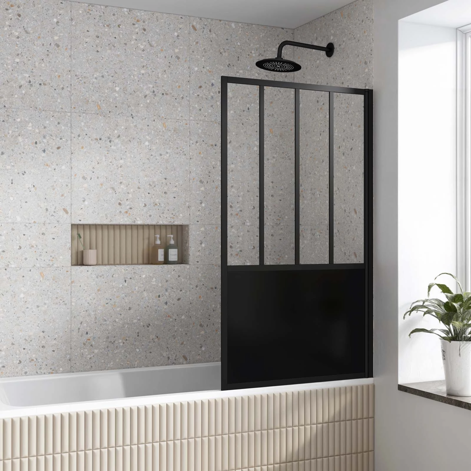 Pare Baignoire Pivotant 140x80cm Type Industriel - Profilé Noir Mat - Verre Trempé - GLASSY SCREEN Pare Baignoire Pivotant 140x80cm Type Industriel - Profilé Noir Mat - Verre Trempé - GLASSY SCREEN