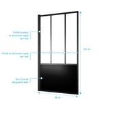 Pare Baignoire Pivotant 140x80cm Type Industriel - Profilé Noir Mat - Verre Trempé - GLASSY SCREEN