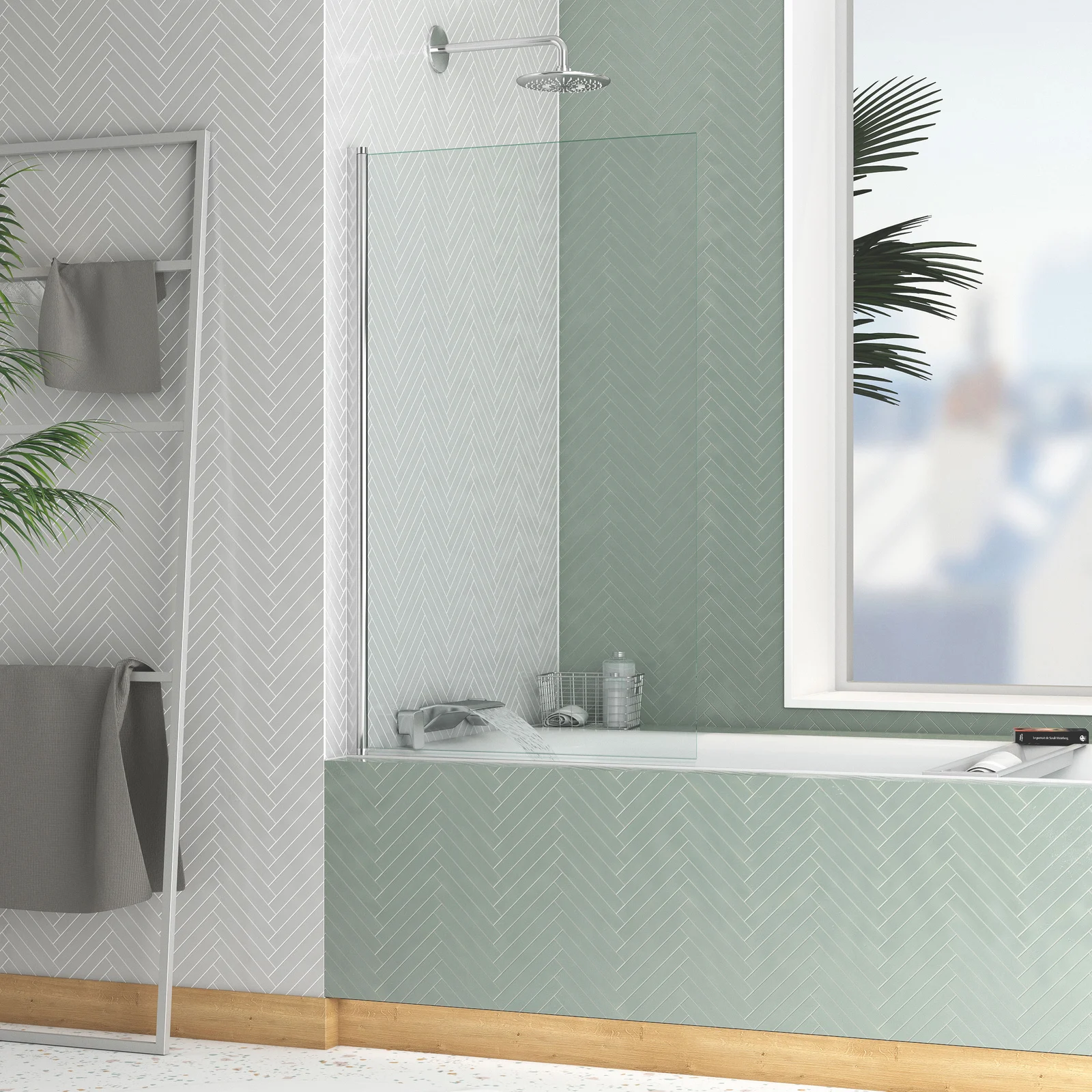 Pare-baignoire Rabattable 70x120cm - Profilé Chromé - Verre Trempé 4mm - ELEMENTARY Pare-baignoire Rabattable 70x120cm - Profilé Chromé - Verre Trempé 4mm - ELEMENTARY