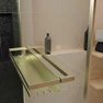 Pare-baignoire Rabattable 75x130cm en Verre trempé - Porte-serviette et Etagère Doré Or Brossé